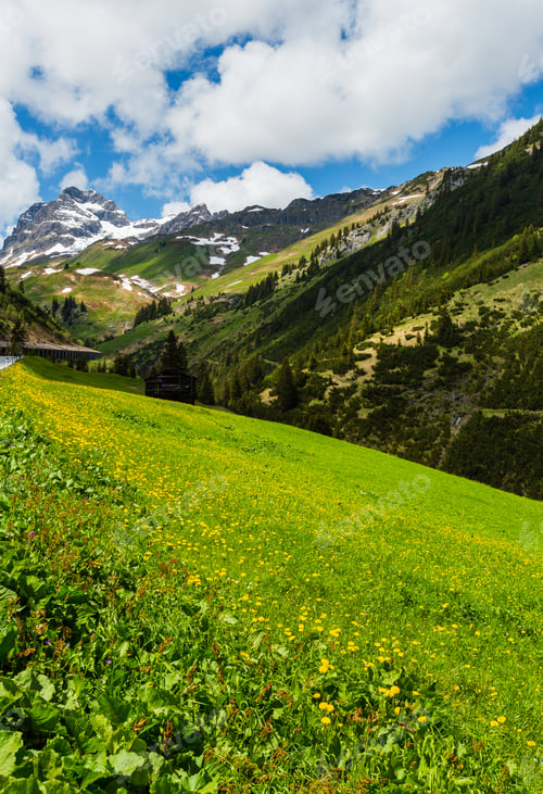 Preview: Summer Alps Mountain View To Biberkopf Mount (Warth, Vorarlberg, Austria).
