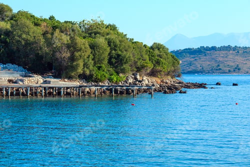 Preview: Beautiful Ionian Sea Morning Summer Coast View From Beach (Ksamil, Albania).