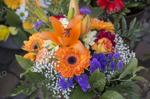 Preview: Flower Stall Market Bunch Flowers In Orange Mauve