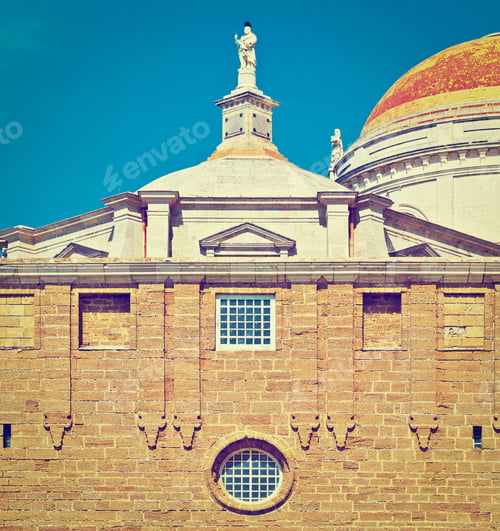 Preview: Detail Of Medieval Catholic Church In Cadiz, Spain, Instagram Effect