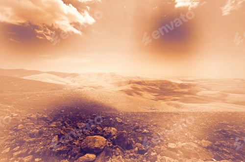 Preview: The Uninhabited Hills Of Samaria In Israel At Dawn In A Contemporary Style.