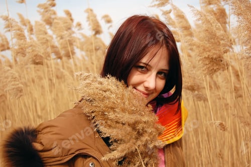 Preview: Girl With Scarf In Cane Field, Photo 4
