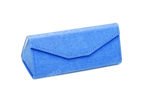 Preview: Eyewear Shopping Blue Gift Box From Eco Material Of Cardboard Triangular Shape On A White