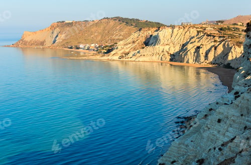 Preview: Sandy Beach Under Famed White Cliff, Called "Scala Dei Turchi", In Sicily, Near Agrigento, Italy