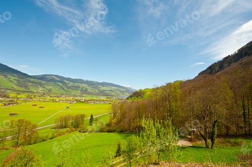 Preview: Lake Sarner On The Background Of Snow-Capped Alps, Switzerland