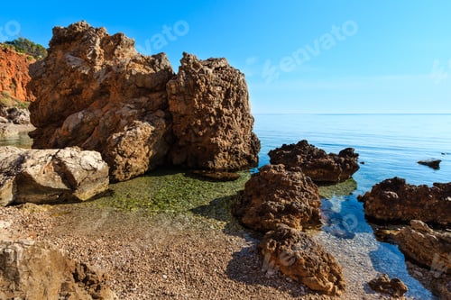 Preview: Paradise Sea Bay With Azure Water And Beach. View From Coastline Trail Of Zingaro Nature Reserve