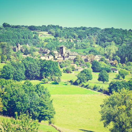 Preview: Village Surrounded By Fields And Pasture In The French Limousen, Instagram Effect