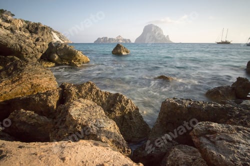 Preview: Sunset From Cala D Hort With Es Vedra Island Ibiza Balearic Islands Spain On June 20, 2019