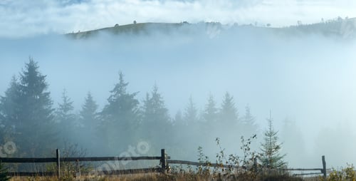 Preview: Misty Daybreak In Autumn Carpathian Mountain, Ukraine.