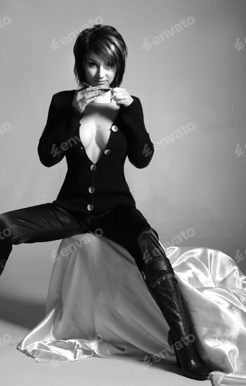Preview: Portrait Of A Girl With A Cup Of Black Coffee