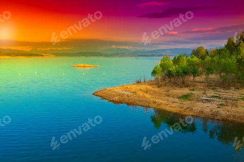 Preview: Sunset Over A Mountain Lake In Spain