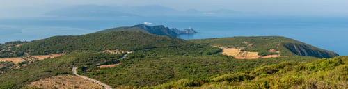 Preview: South Cape Of Lefkas Island And Lighthouse Panorama (Lefkada, Greece, Ionian Sea). View From Up.