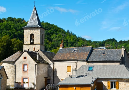 Preview: Medieval City Of Les Salelles Without People And Cars In France. Les Salelles Is A Commune In The