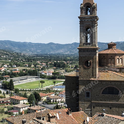 Preview: View To Church San Giuliano And Stadium In The Medieval Italian City Of Castiglion Fiorentino