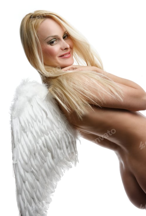 Preview: Young Woman In Erotic Dress White Angel, Beautiful Figure, Bright Emotions