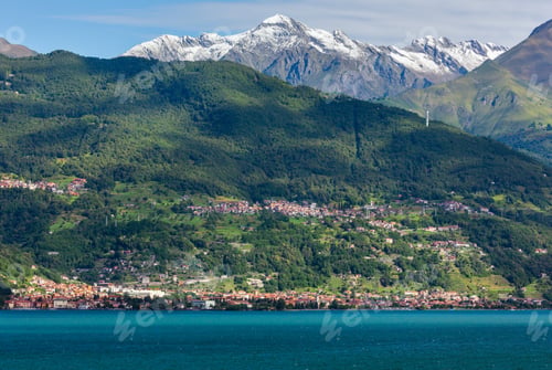 Preview: Lake Como (Italy) Summer Coast View From Ship Board.