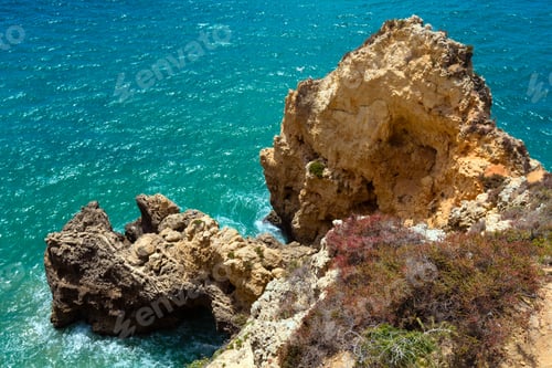 Preview: Atlantic Ocean Rocky Coast View (Ponta Da Piedade, Lagos, Algarve, Portugal).
