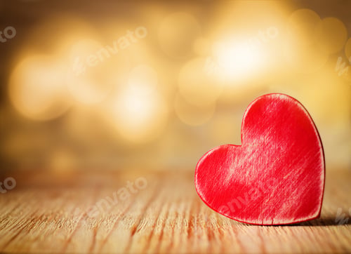 Preview: Valentines Day Background With Red Heart On Wooden Background