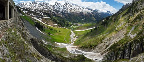 Preview: Summer Mountain Panorama From Holzbodentunnel Road (Warth, Vorarlberg, Austria).