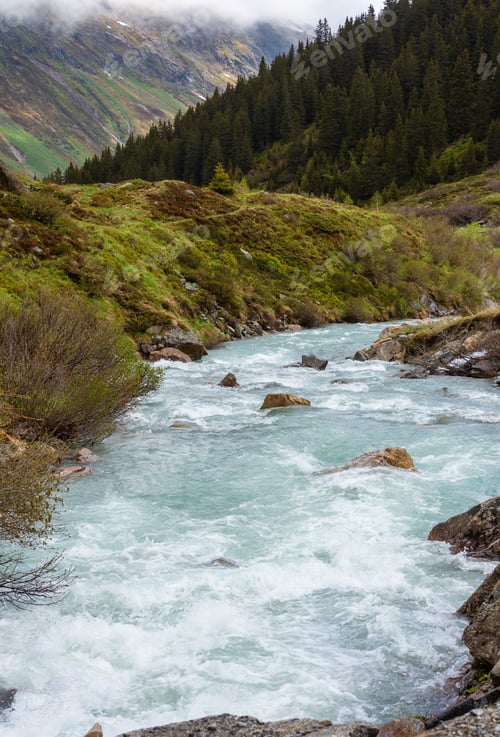 Preview: Summer Mountain Landscape With Alpine River (Silvretta Alps, Austria).