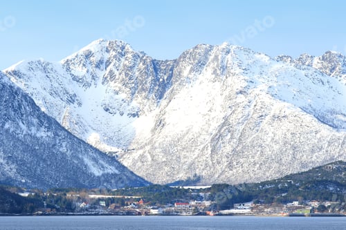 Preview: Frozen Mountains Near The Arctic Circle From A Ship Norway