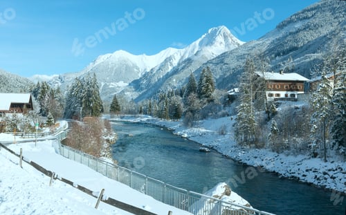 Preview: Haselgehr Village Winter View With Lech River (Austria, Tirol)