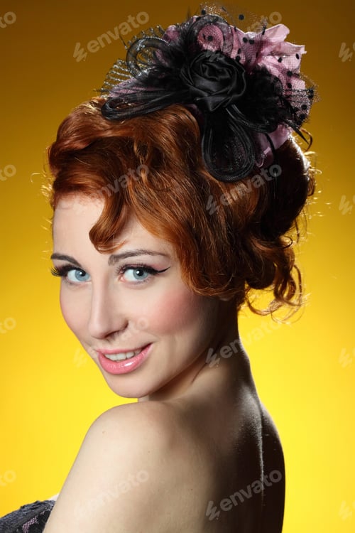 Preview: Portrait Of Beautiful Girl With Curly Hair Luxuriant