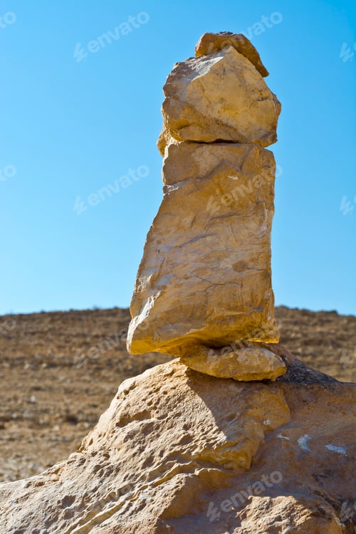 Preview: Home-Made Dolmen Located In Negev Desert In Israel. Breathtaking Landscape And Nature Of The Middle