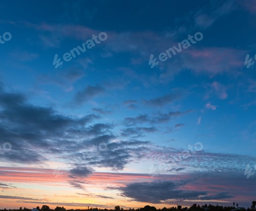 Preview: Clouds Illuminated By Evening Sun And Sunset View.