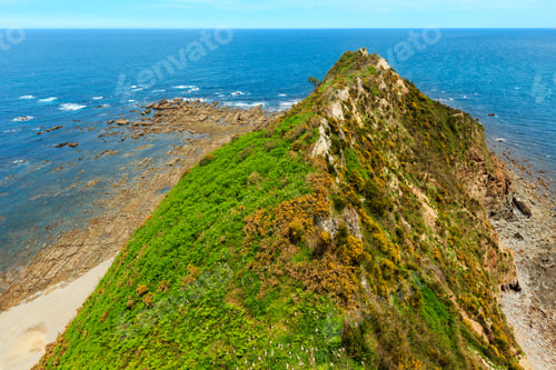 Preview: Summer Atlantic Ocean (Biscay Bay) Coast Landscape. Ermita De La Regalina, Cadavedo, Asturias