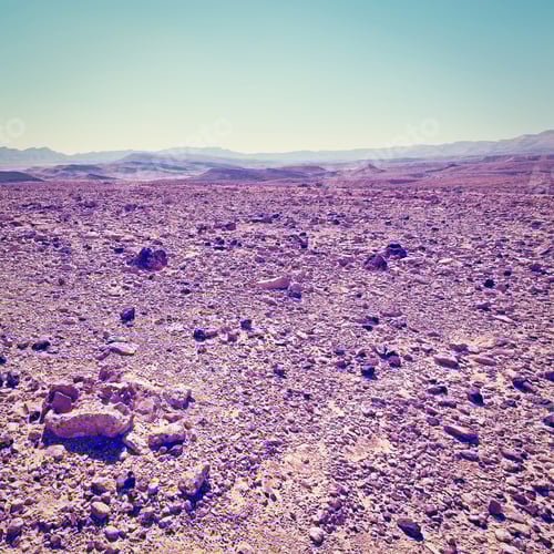 Preview: Rocky Hills Of The Negev Desert In Israel At Sunset, Retro Effect