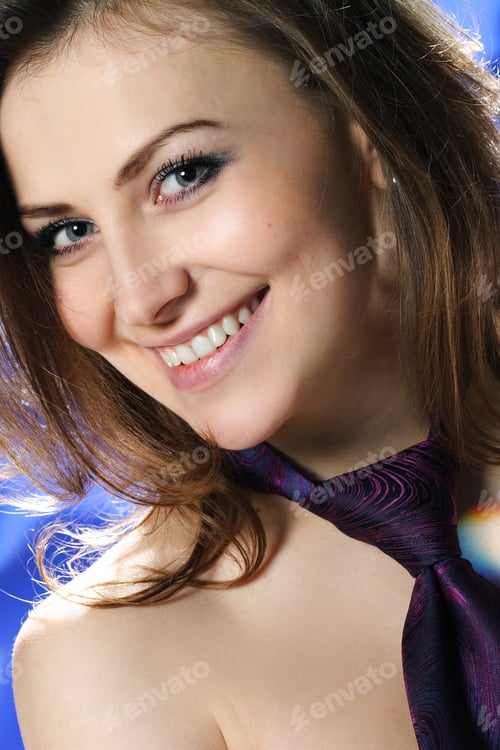 Preview: Portrait Of Beautiful Girl With Curly Hair Luxuriant