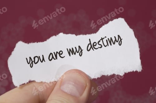 Preview: A Man Is Holding A Piece Of Paper Which Is Saying 'You Are My Destiny '. The Paper Is White With