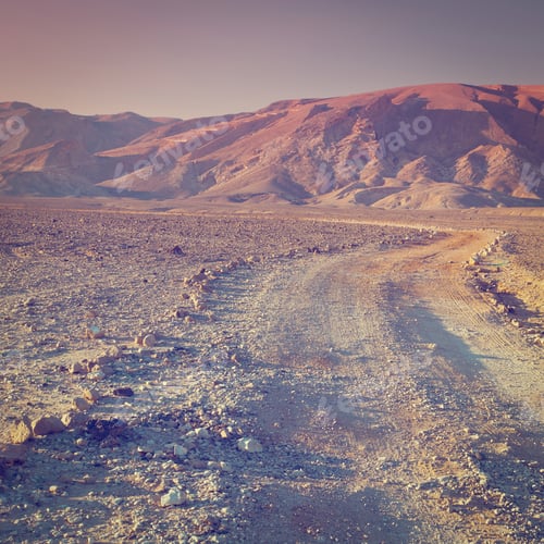 Preview: Dirt Road Of The Negev Desert In Israel, Instagram Effect