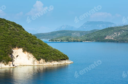 Preview: Hazy Summer Lefkada Coastline Landscape (Nydri , Greece).