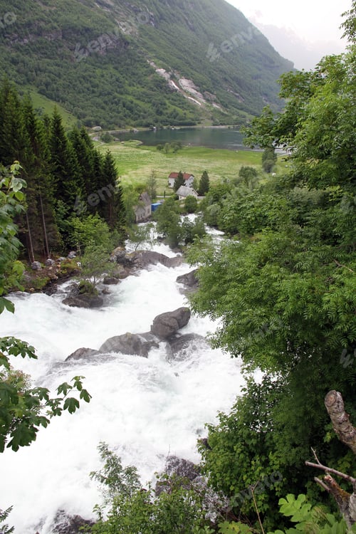 Preview: Cascade, Village Geiranger, Geiranger Fjord, Norway.