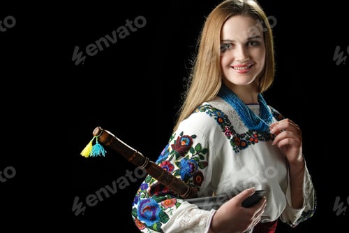 Preview: Portrait Of A Beautiful Girl In The Ukrainian National Costume