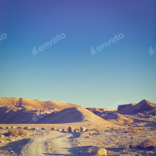 Preview: Rocky Hills Of The Negev Desert In Israel, Retro Effect