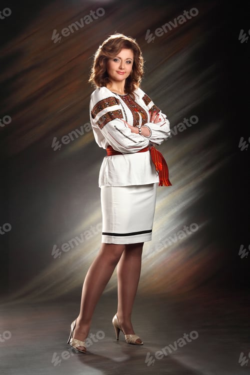 Preview: Ukrainian Woman In National Costume. Embroidery Shirt