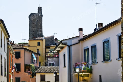 Preview: Old Residential Area In The Medieval Italian City Of Castiglion Fiorentino. Castiglion Fiorentino