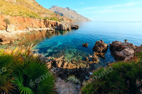 Preview: Paradise Sea Bay With Azure Water And Beach. View From Coastline Trail Of Zingaro Nature Reserve