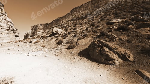 Preview: Canyon En Avedat Of The Negev Desert In Israel, Vintage Style Sepia
