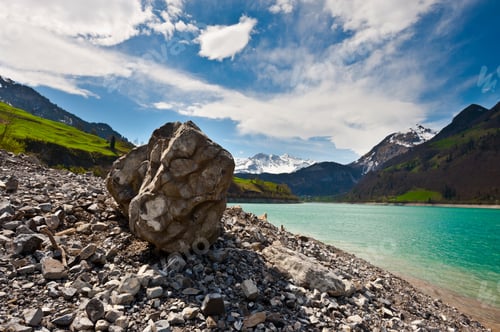 Preview: Lake Lungern On The Background Of Snow-Capped Alps, Switzerland