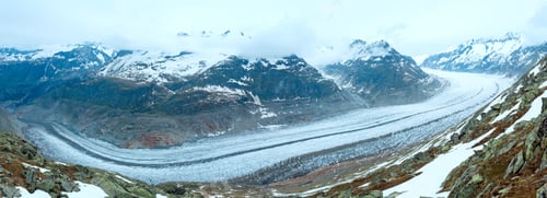 Preview: Aletsch Glacier Summer Cloudy Panorama (Bettmerhorn, Switzerland)
