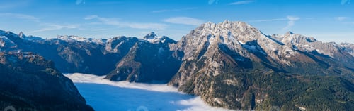 Preview: Autumn Alps Mountain Misty Morning View From Jenner Viewing Platform, Schonau Am Konigssee