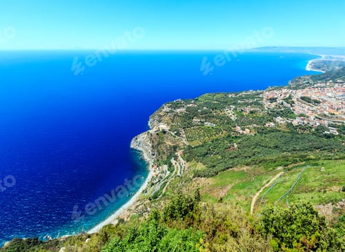 Preview: Summer Picturesque Tyrrhenian Sea Calabrian Coast View From Monte Sant'Elia (Saint Elia Mount