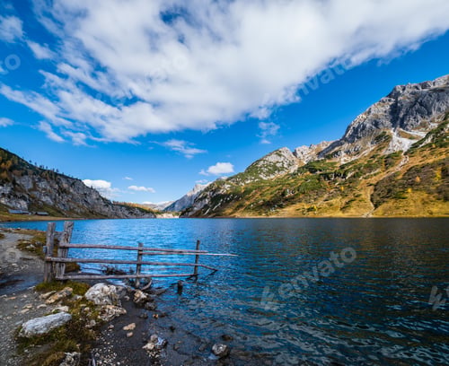 Preview: Sunny Autumn Alpine Tappenkarsee Lake And Rocky Mountains Above, Kleinarl, Land Salzburg, Austria