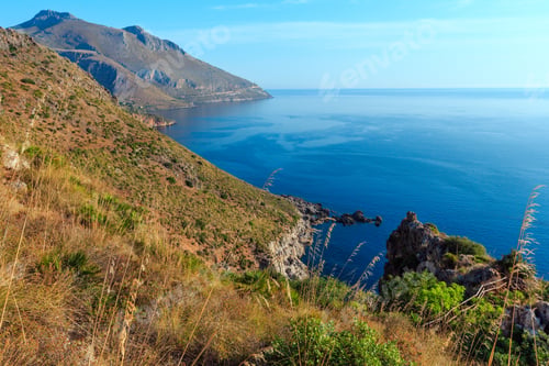 Preview: Paradise Sunrise Sea Landscape From Coastline Trail Of Zingaro Nature Reserve Park, Between San