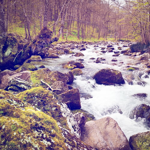 Preview: Mountain Stream In The Italian Alps, Retro Effect