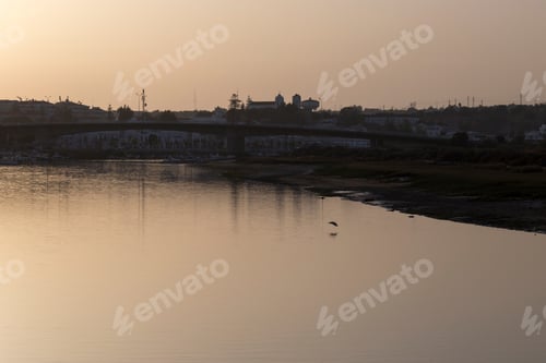 Preview: Sunset Landscape Over Gilao River In Tavira Algarve Portugal